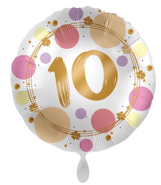 Folienballon - Shiny Dots, Zahl 10 - ø 43cm